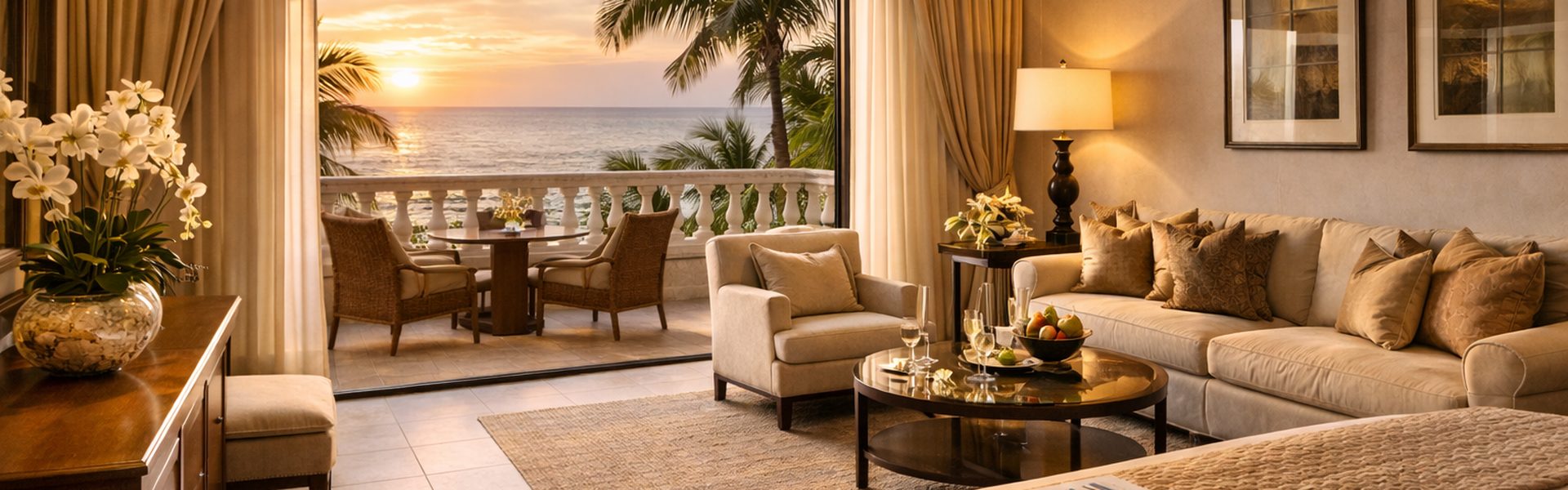 Suite de hotel premium con vista al mar y an&aacute;lisis de datos